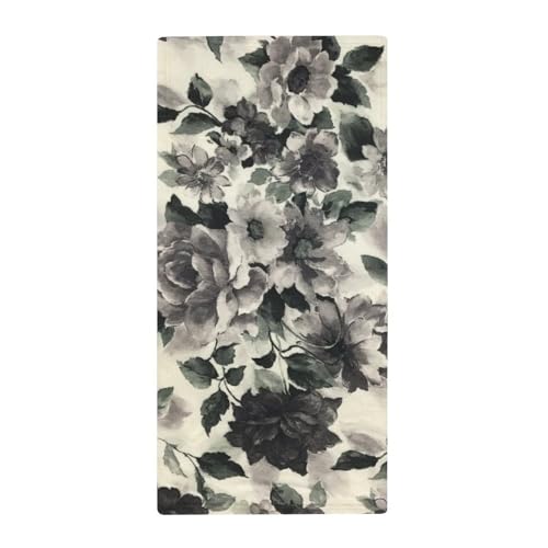 FZRTGOP Graue Blumen Handtücher Schnelltrocknend Waschlappen Badetücher Handtuch Für Sport Spa Yoga 73x35cm FZRTGOP Graue Blumen Handtücher Schnelltrocknend Waschlappen Badetücher Handtuch Für Sport Spa Yoga 73x35cm von FZRTGOP