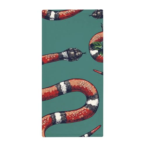FZRTGOP Rote Schwarze Schlange Handtücher Washclappen Handtuch Maschinenwaschbar Gästehandtücher Küchentücher 73x35cm von FZRTGOP