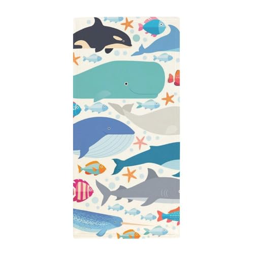 FZRTGOP Walhai Delphin Handtücher Washclappen Handtuch Maschinenwaschbar Gästehandtücher Küchentücher 73x35cm von FZRTGOP