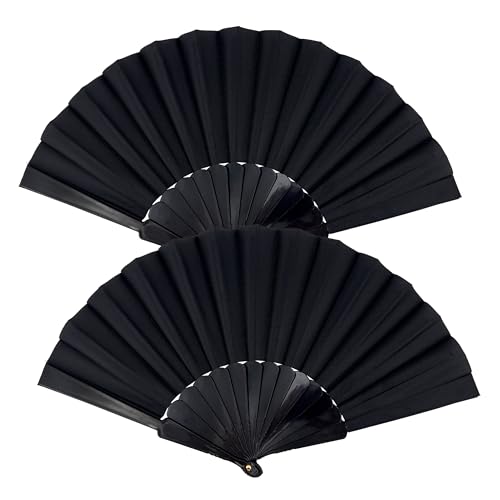 2 Stück fächer，fächer schwarz，handfächer，fecher，fecher damen，hand fan，fächer klein，handfächer stabil，fächer stoff von FZSECRIU