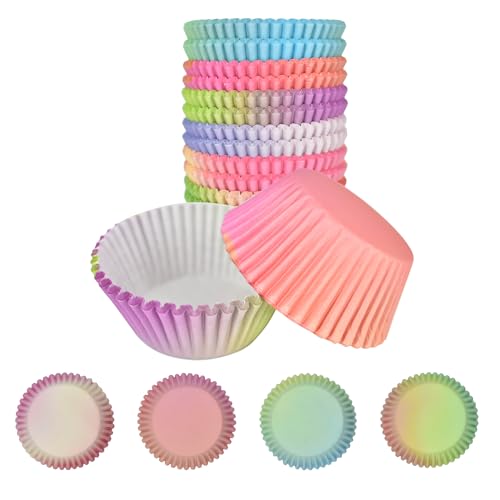 300 Stück Muffinförmchen Papier, Cupcake Förmchen, Muffins Papierförmchen, Regenbogen Deko Kindergeburtstag, Regenbogen Deko Kindergeburtstag, Farbverlauf-Regenbogenfarben von FZSECRIU