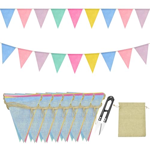4m x 7Stück wimpelkette Outdoor，wimpelkette Stoff，Party deko，Girlande，Kindergeburtstag deko，Girlande Geburtstag，geburtstagsgirlande，Party deko Geburtstag von FZSECRIU