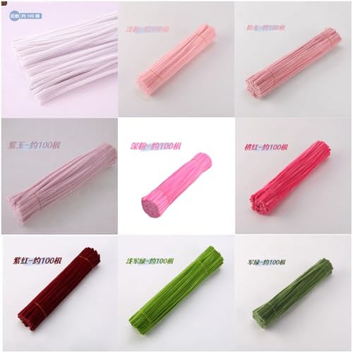 FZSECRIU 450 Stück pfeifenreiniger，Blumen pfeifenreiniger（9er-Set wie Rosa, Lila, Grün usw），pfeifenreiniger zum basteln，Pipe Cleaner Flower Set，Blumen pfeifenreiniger，pfeifenputzer zum basteln Blumen von FZSECRIU