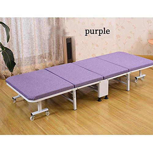 Bürostuhl Klappbett gerade Einzelbett Campingbett Bettbegleitbett Vierfach Wohnbett Tragbar violett 190 x 28 x 60 cm von FZYE