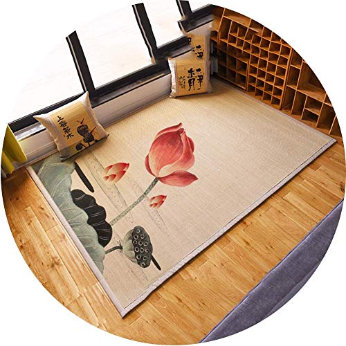 Design-Teppich, bedruckt, aus Bambus, Naturfaser, rutschfest, leicht zu reinigen, 10 mm, 3 Stile (Farbe: C, Größe: 90 x 180 cm) von FZYE