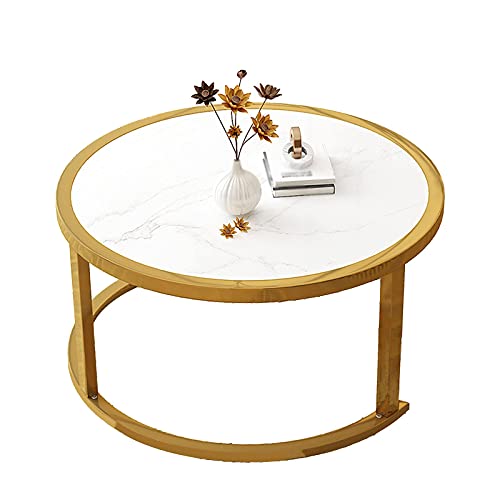 FZYE Wohnzimmer-Ausstellungstisch, Holz & Metall Runder Tisch Sofa Beistelltisch Beistelltisch Nesting Couchtisch Beiläufiger Beistelltisch für Bekleidungsgeschäft - Höhe 45 cm (Größe: von FZYE