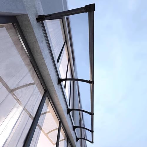 Fenster-Regendachabdeckung mit Polycarbonat-Dachplatten, 55/65/80/90/100 cm Breite optional, Außenmarkise, Terrasse, Veranda, Vorder-/Hintertürabdeckung, mit Aluminiumrahmen (65 x 60 cm/26 x von FZZIBQYR