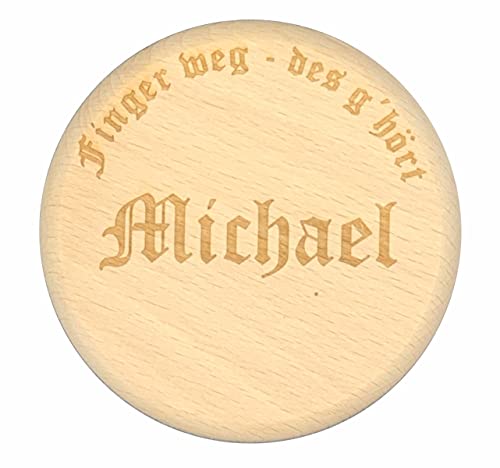 Bierglasdeckel aus Holz - Biergartendeckel aus Holz - Finger Weg - des gehört Ihr Name von Fa. M. Manger