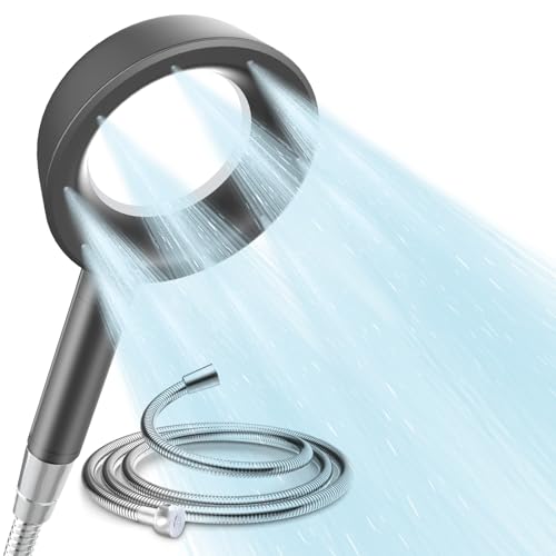 Duschkopf mit Schlauch 1.5M,Duschkopf mit Filter und 5 Strahlarten,Hochdruck Handbrause mit 15-fach Filtration,Duschkopf Wassersparend Gegen Chlorreste,Verunreinigungen,Schwermetalle (Dark Gray) von FaAmour