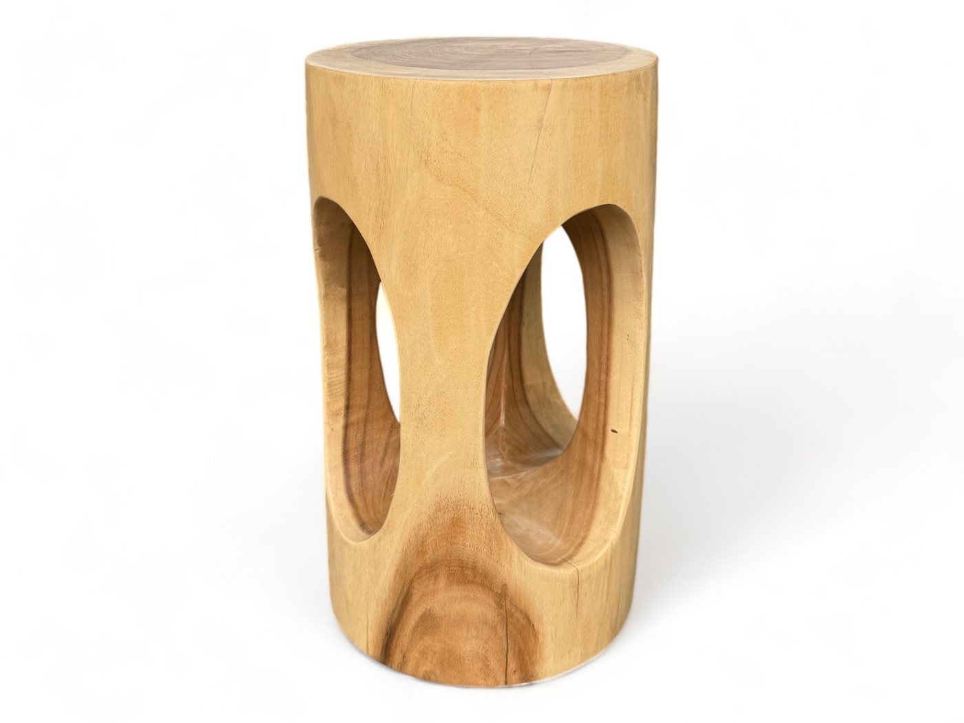 FaHome Beistelltisch Holzhocker Massiv Rund (50x30x30cm), Hocker Natur Beistelltisch Blumenhocker Massivholz von FaHome