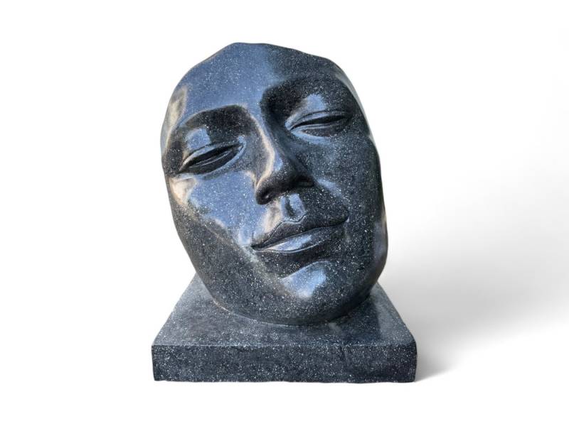 FaHome Gartenfigur Terrazzo Gesichtsskulptur - Schlafendes Gesicht, - Garten, Terrasse, Eingangsbereich - Robust und ästhetisch – 85cm von FaHome