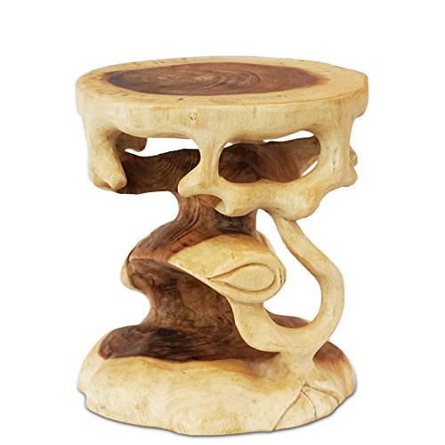 FaHome Holzhocker Rund Natur Holz Hocker Möbel ca. 40 cm Blumenhocker Massiv Unikat Beistelltisch Ablagetisch von FaHome