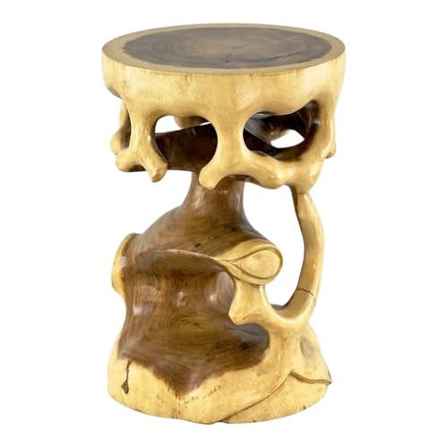FaHome Holzhocker Rund Natur Holz Hocker Möbel ca. 40 cm Blumenhocker Massiv Unikat Beistelltisch Ablagetisch von FaHome