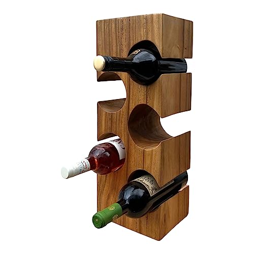 FaHome Weinregal Massiv Holz (50/70/100x27x18) Freistehender Weinhalter massivholz Flaschenhalter Natur (5-Flaschen 50x27x18cm) von FaHome