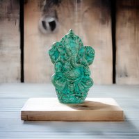 Ganesha Skulptur - Deko Raumdeko Kunstwerk Hindu Gottheit Des Glückes Steingemisch Elefant Grün 12x8, 5x6 cm von FaHomeShop