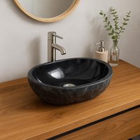 Marmor Waschbecken - Badezimmer Gäste-Wc Waschraum Aufsatzwaschbecken Oval Aus Schwarzem 15x45x30 cm von FaHomeShop