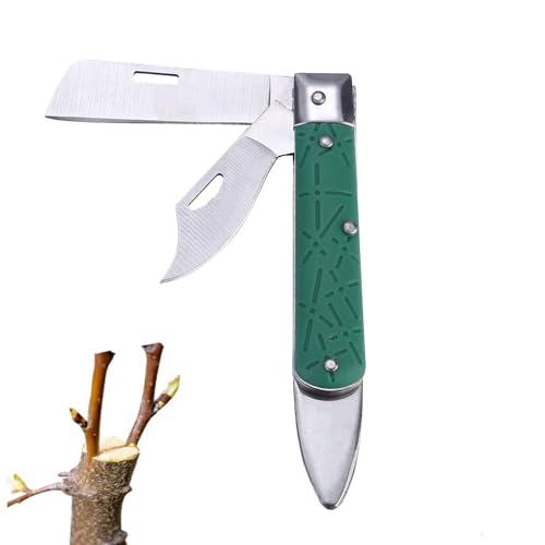 FaJoek Gartenmesser Klappbar, Gartenmesser Aus Edelstahl, Gartenmesser Klappbar, Klappbar Okuliermesser, Okuliermesser mit Doppelklingen, Gartenmesser für Obstbäume von FaJoek