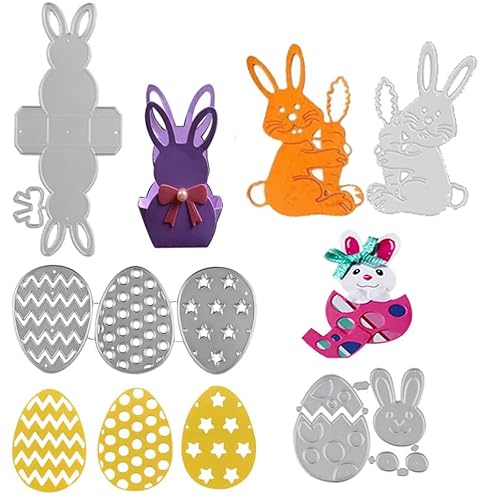 FaJoek 4 Stück Stanzschablonen Ostern, Metall Schneiden Stirbt, stanzschablonen frühling, Stanzschablonen Schachteln Klein, Scrapbooking Prägeschablonen, Ostern Prägeschablonen Set von FaJoek