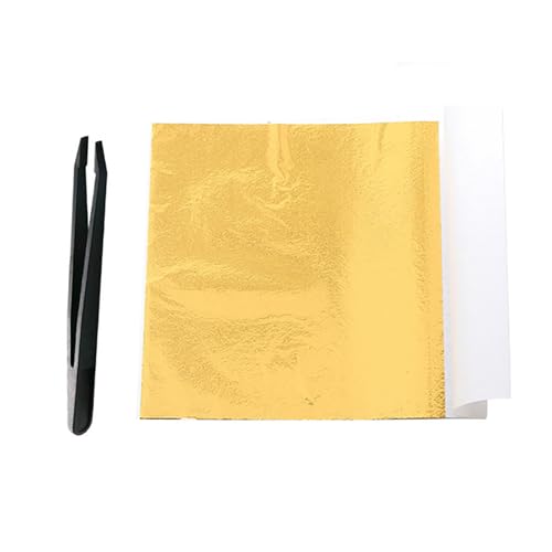 Goldblatt-Blätter, Goldfolien-Blätter zum Vergolden, Basteln, Kunst-DIY-Projekte, Bilderrahmen, Hauswand, Innenausstattung und Multi-künstlerische Dekoration, 8 x 8,5 cm, 100 Stück von FaYaCa