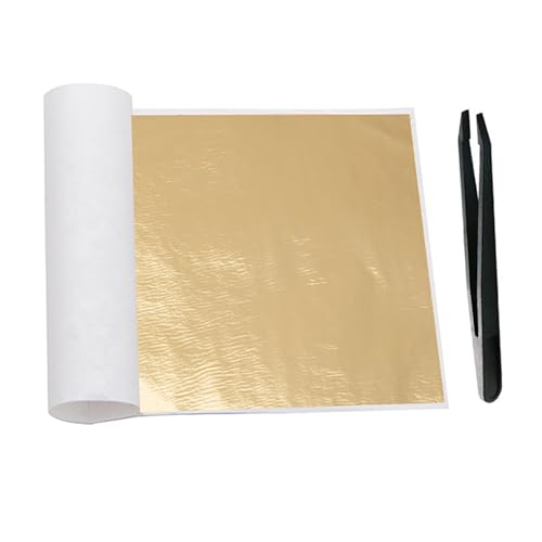 Goldblatt-Blätter, Goldfolien-Blätter zum Vergolden, Basteln, Kunst-DIY-Projekte, Bilderrahmen, Hauswand, Innenausstattung und Multi-künstlerische Dekoration, 8 x 8,5 cm, 100 Stück von FaYaCa