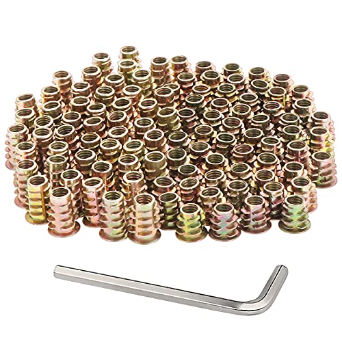 Faankiton 100 Stück Gewindeeinsatz Muttern, Einsätze Einschraubmuffen, Gewindeeinsatz Möbel Hex Sortiment für Holzmöbel, Gewindeeinsätze Holz Einschraubmutter (M8*15mm, M8*20mm) von Faankiton