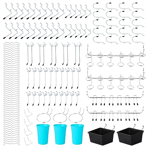 Faankiton 143 Stück Pegboard Hook Sortiment, Stecktafelhaken Sortiment, Stecktafel Zubehör, Werkzeuglochwand Haken, Lochplatten Haken Set, Lochwandhaken Set für 1/8 und 1/4 Zoll Pegboard von Faankiton