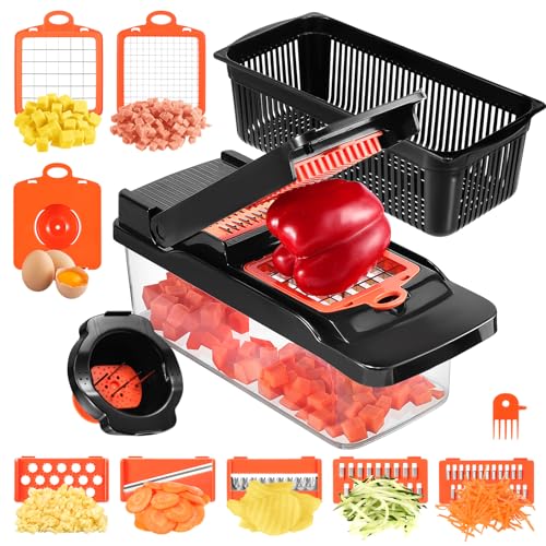 Faankiton Gemüseschneider Mandoline Gemüsehobel, Multifunktion Gemüse Schneider, Gemüse Zerkleinerer Mandoline Multifunktional Gemüseschneider, Zwiebelschneider Obstschneider Würfelschneider (14 in 1) Faankiton Gemüseschneider Mandoline Gemüsehobel, Multifunktion Gemüse Schneider, Gemüse Zerkleinerer Mandoline Multifunktional Gemüseschneider, Zwiebelschneider Obstschneider Würfelschneider (14 in 1) von Faankiton
