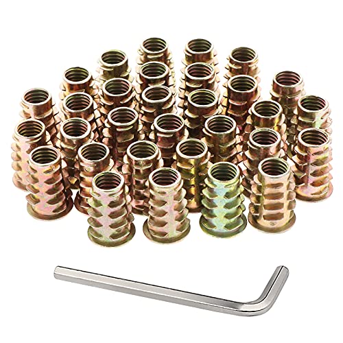 Faankiton 100 Stück Gewindeeinsatz Muttern, Einsätze Einschraubmuffen, Gewindeeinsatz Möbel Hex Sortiment für Holzmöbel, Gewindeeinsätze Holz Einschraubmutter (M8*20mm) von Faankiton