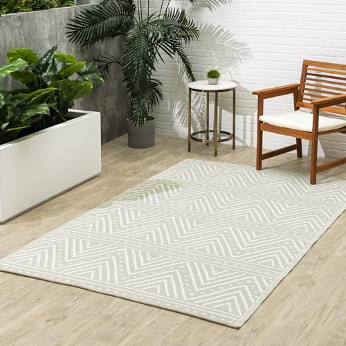 FAB HAB Aztec Outdoor Teppich - Wetterfest, Farbecht, Wendbar - Recycelter Premium-Kunststoff - Terrasse, Balkon, Garten - Kunststoffteppich - Patan - Beige - 150 cm x 240 cm von Fab Habitat