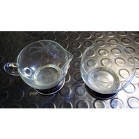 Formale Zuckersahne, Kristall Creamer Set, Sterling Geätztes Glas Creamer, Elegantes Klares Set von FabFinds42