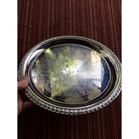 Silberne Runde Platte, 12-Zoll-Runde Silbertablett, Servierplatte, Silberrunde Tablett, Silberplatte, Elegantes Formelle Platte von FabFinds42
