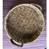 Wicker Servieren, Weidentablett, Serviertablett, Rustikales Tablett, Weidenplatte, Servierplatte, Rustikale Platte, Rundes Grifftablett, Großes von FabFinds42