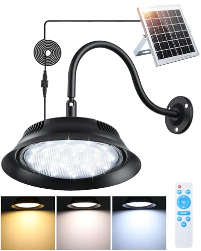 FabStyl Solar-Außenleuchte für Scheune & Stall 3 Farbtemperatur, Fernbedienung, 5000mAh, IP65, Drehbar für Hühnerstall, Schuppen, Gartenhaus von FabStyl