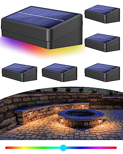 FabStyl Solar Zaunbeleuchtung, 6 Stück RGBW Solarleuchten Wandleuchte für Außen, 4 Leuchtmodi Solar Zaunleuchten Wasserdicht IP65 LED Solar für Treppen, Terrasse, Garten, Wand, Schwimmbad, Hof von FabStyl