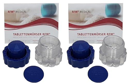 FabaCare 2x Tablettenmörser, Pillenmühle, Handmörser, Medikamententeiler mit Pillendose, Zerkleinerer, Apothekenmörser, Vorratsfach, Medikamentenzerkleinerer, Pillenzerkleinerer, Tablettezerkleinerer von FabaCare