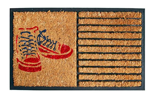 FabaHome Fußmatte Türmatte Kokosvelour mit modernem Design, Kokosmatte, Rippenmatte, Schmutzfangmatte Schmutzmatte, sehr robust, wetterfest, Schuhabtreter 75 x 45 cm, Schuhe von FabaHome