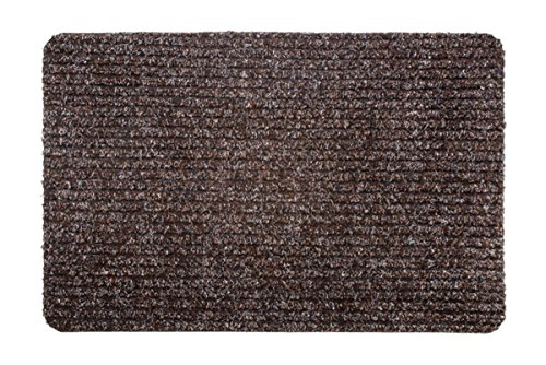 FabaHome Rippenmatte Fußmatte Türmatte Bodenmatte, Schmutzfangmatte mit granulierter Unterseite, Schmutzmatte Staubhaftmatte, sehr robust, wetterfest, Schuhabtreter, 40 x 60 cm, Braun von FabaHome