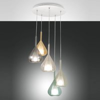 Fabas Luce Lila Pendelleuchte, 5-flg., mit Rondell von Fabas Luce