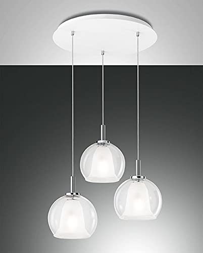 Fabas Luce Pendelleuchte BRETAGNA, rund, E27, 3x 40W, IP20, weiß/transparent von Fabas Luce