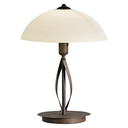 Fabas Luce Tischleuchte Landhausstil Tischlampe Leseleuchte Nachttischleuchte Rustikal, Glas weiß Metall rostfarben, 1x E14, DxH 30x39 cm von Fabas Luce