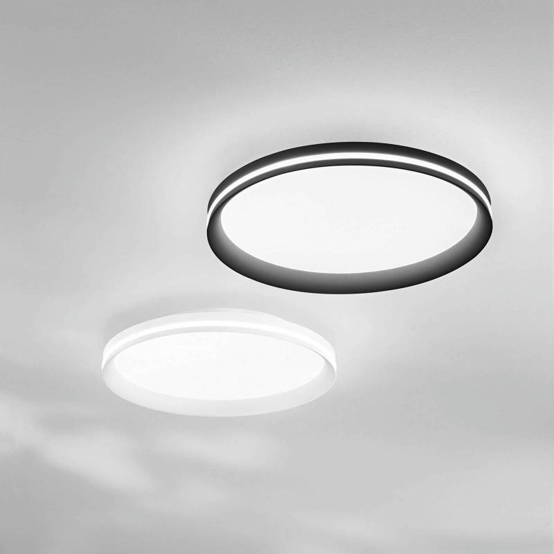 LED-Deckenlampe Isy, schwarz, Ø 45 cm, Metall, CCT, dimmbar von Fabas Luce