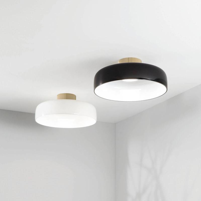 LED-Deckenlampe Lunar, schwarz, Glas, Ø 42 cm, CCT, dimmbar von Fabas Luce