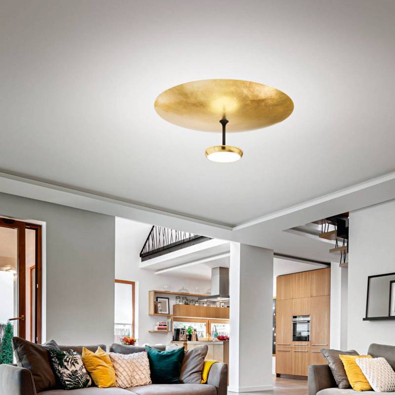 LED-Deckenlampe Yuko, gold/schwarz, Metall, 23 cm, dimmbar von Fabas Luce