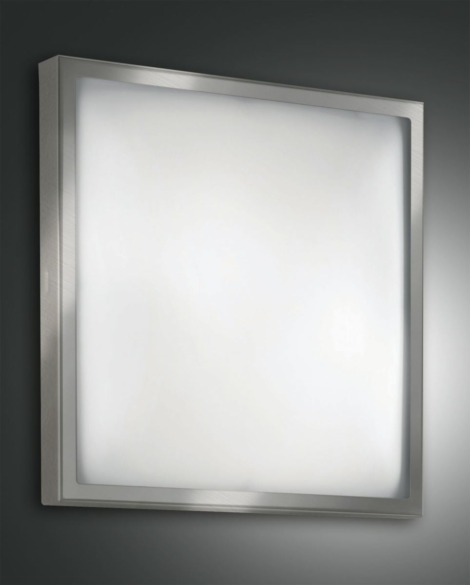 LED Deckenleuchte Nickel satiniert Fabas Luce Osaka 40x40cm 2100lm von Fabas Luce