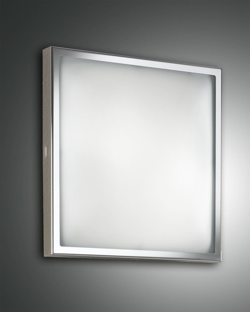 LED Deckenleuchte chrom Fabas Luce Osaka 30x30cm 1000lm von Fabas Luce