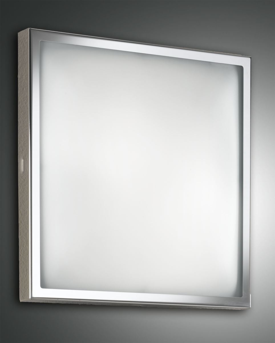 LED Deckenleuchte chrom Fabas Luce Osaka 40x40cm 2100lm von Fabas Luce