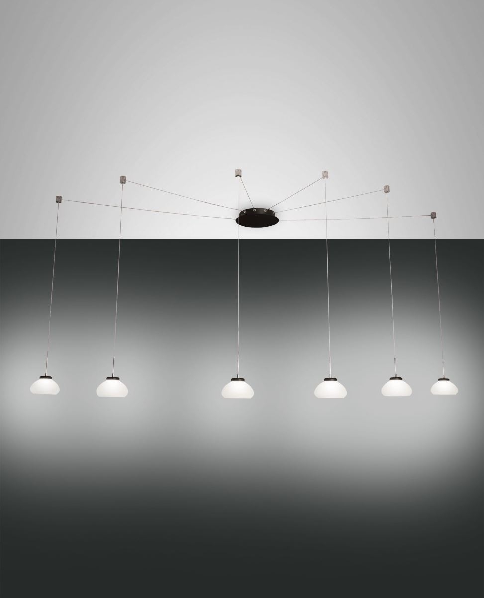 LED Hängeleuchte schwarz weiß Fabas Luce Smartluce Arabella 350cm 6-flg. 4320lm dimmbar von Fabas Luce