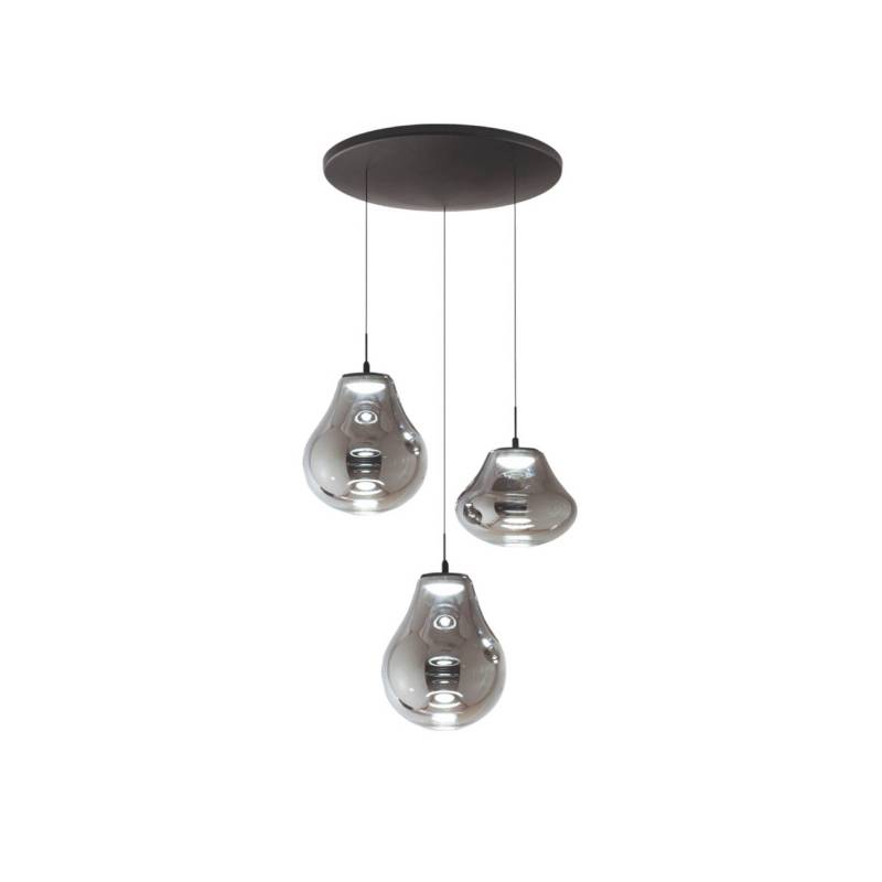LED-Pendelleuchte Deva, 3-flg., Ø 50 cm, grau, CCT, dimmbar von Fabas Luce