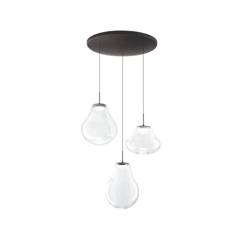 LED-Pendelleuchte Deva, 3-flg., Ø 50 cm, klar, CCT, dimmbar von Fabas Luce