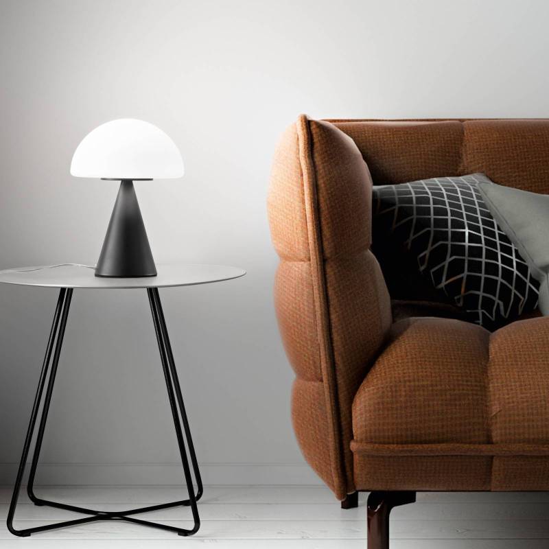 LED-Tischlampe Blip, schwarz/weiß, Glas, CCT, Touchdimmer von Fabas Luce